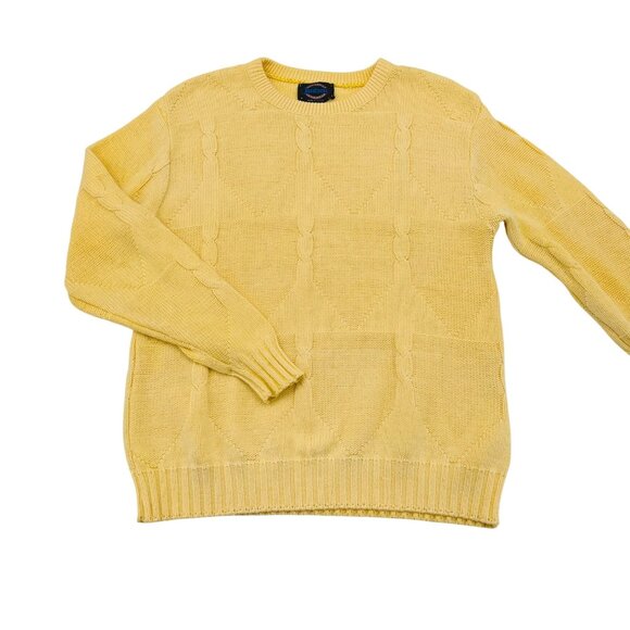 Vintage Jantzen Yellow Cable Knit Crewneck Sweater Pullover Men's Medium - Picture 1 of 4